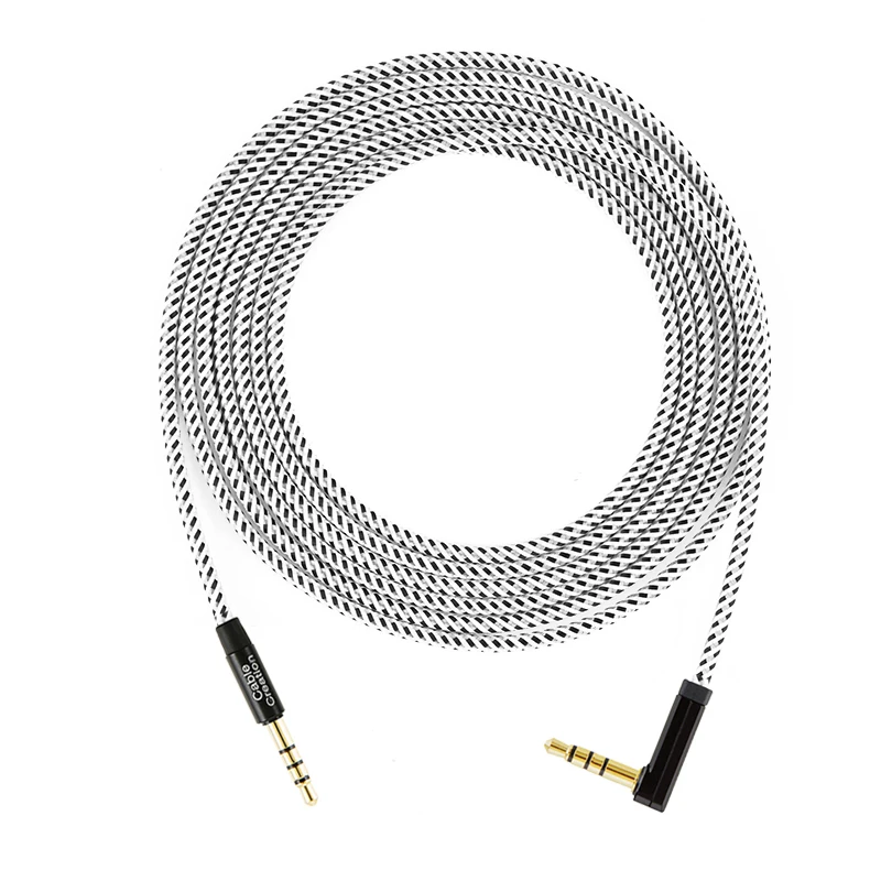 TRRS Aux Cable de 3 Pies en Ángulo recto de 4 Conductores de Audio de 3,5 MM Estéreo Cable (Micrófono Compatible) Compatible con Tablets, Auriculares, 2