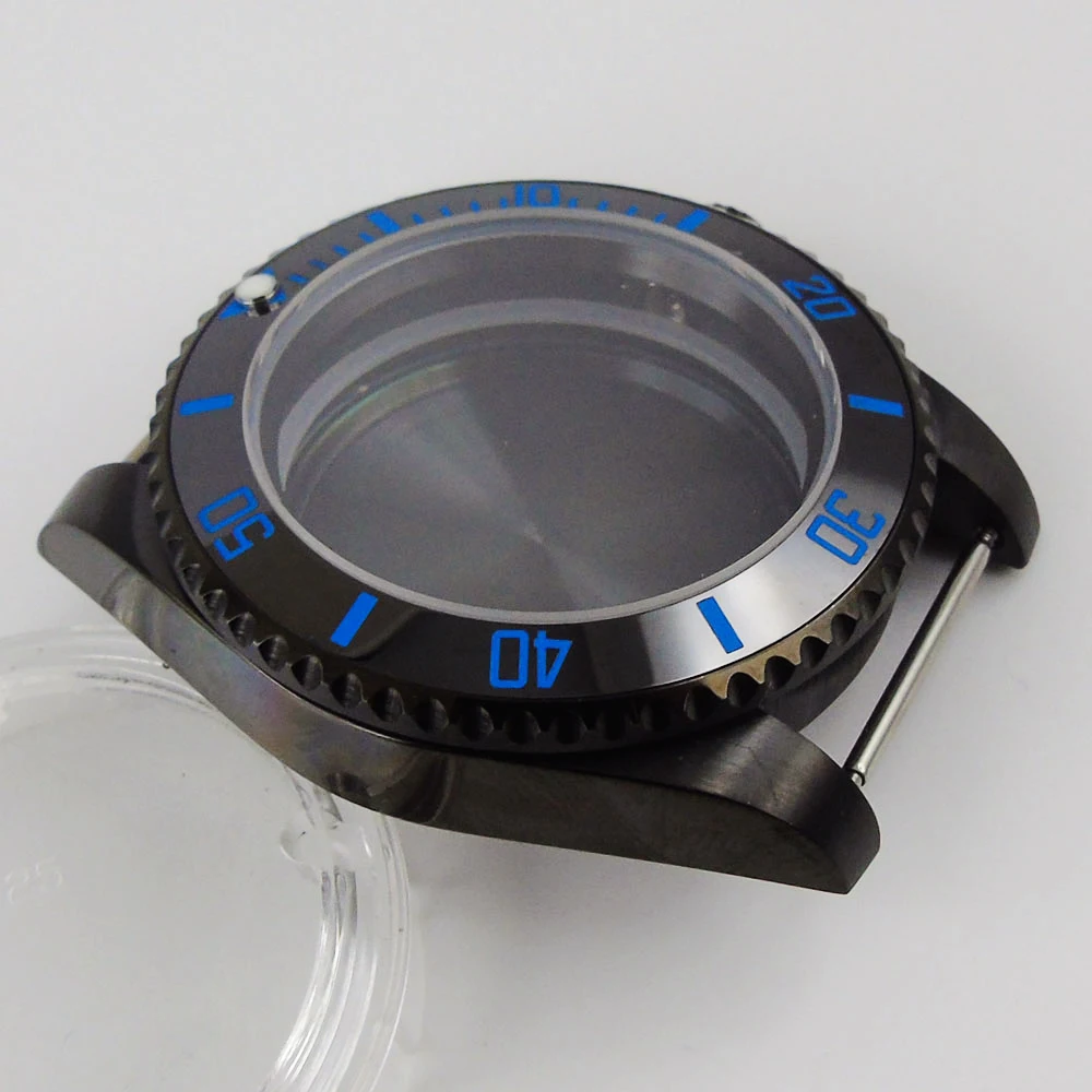 La caja del reloj de 40mm Negro PVD cristal de Zafiro de los Hombres de la caja del Reloj de Ajuste NH35 NH35A NH36 Movimiento Automático 2