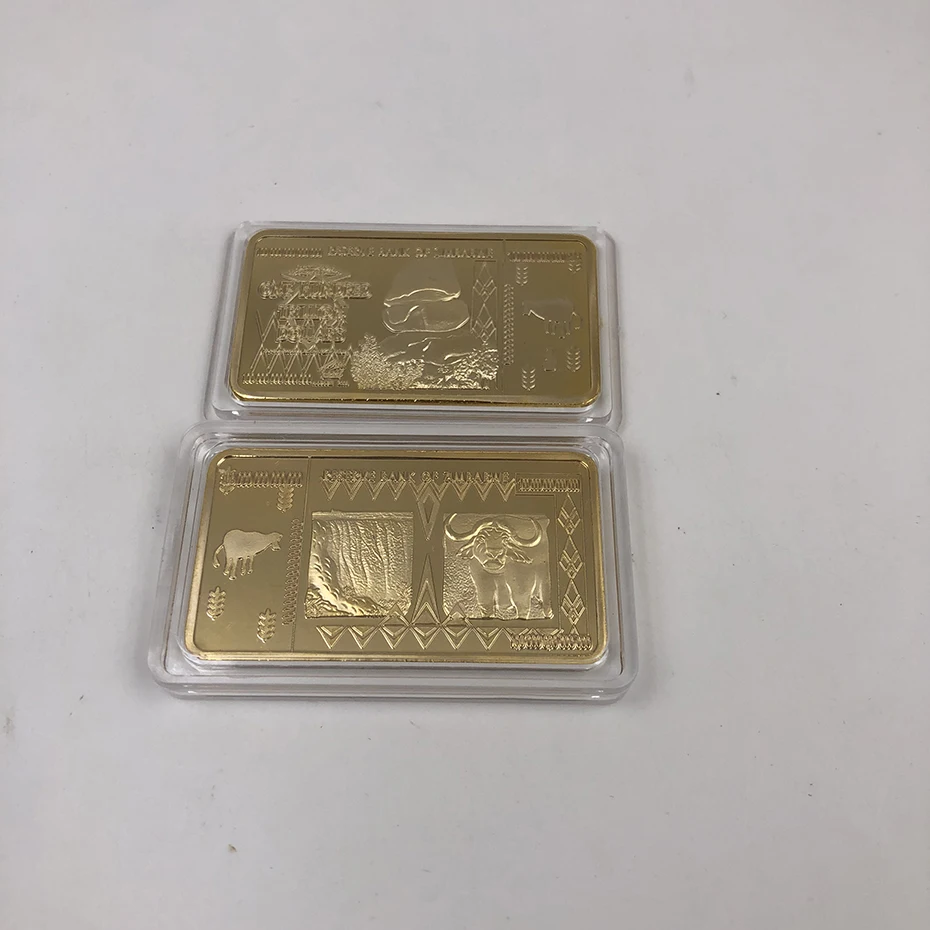 1pc de Oro de los Billetes de 100 Billones de Dólares de Zimbabwe Barra de Oro Réplicas de Monedas Falsas de Dinero en Dólares de Oro Copia Monedas Coleccionables 2