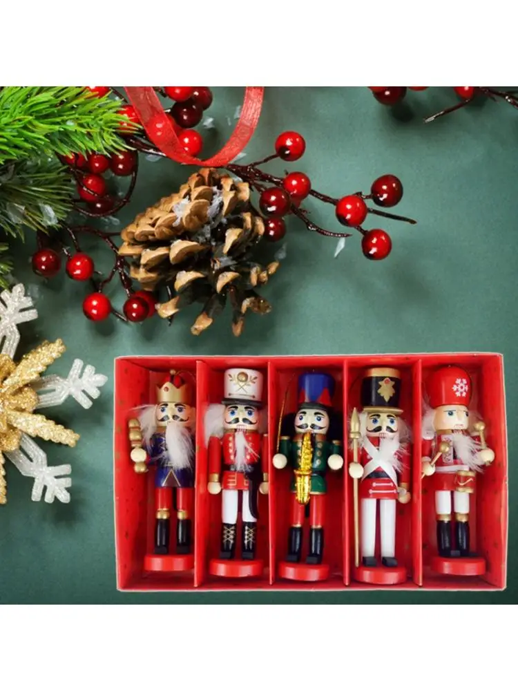 5 x 12 cm de Madera de Marionetas de Cascanueces Dibujo Nueces Soldado Decoraciones de Navidad 2