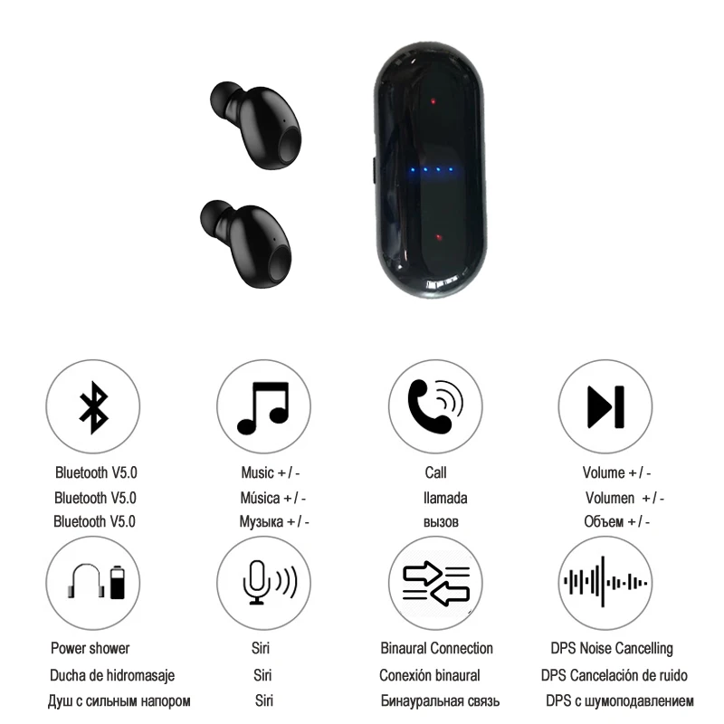 Cierto Inalámbrico de Auriculares Mini Bass Auriculares Bluetooth Auriculares Estéreo Manos libres Micrófono para el iPhone Samsung Sony Xiao mi Teléfonos Coche de TV 2
