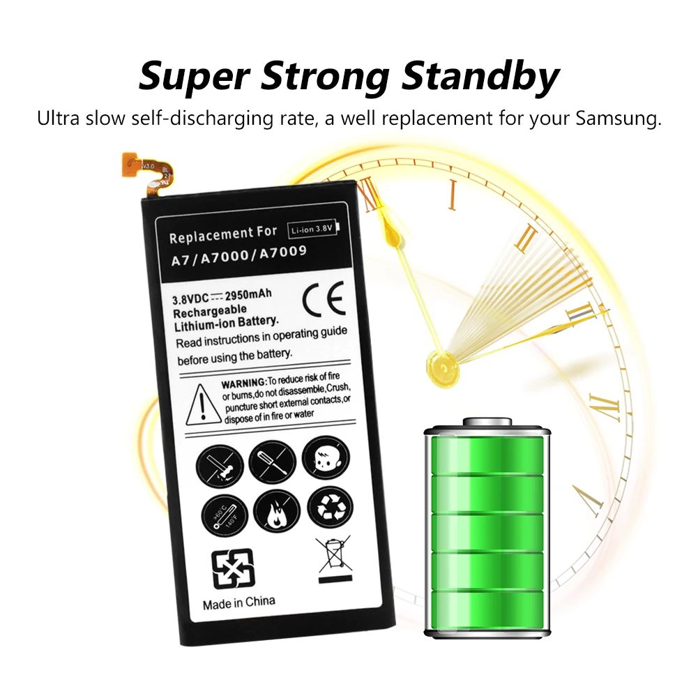 Reemplazo de la Batería para Teléfono de la EB-BA700ABE Para Samsung Galaxy A7 A700F A700FD SM-A700S SM-A700L SM-A700 2950mAh Baterías de Li-ion 2