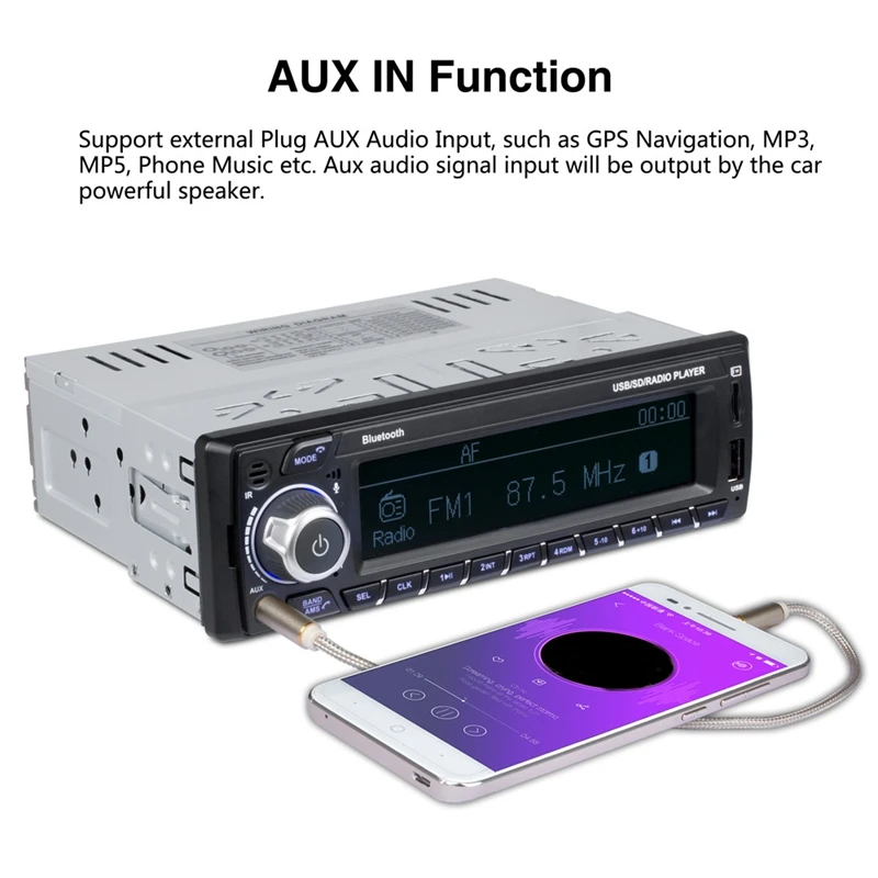 DAB+ Autoradio 1 Din Coche de Radio RDS manos libres MP3/SD/MMC Dab+, FM, USB LCD Sn Digital o equipo Estéreo del Coche de Bluetooth de la Tarjeta del TF 2