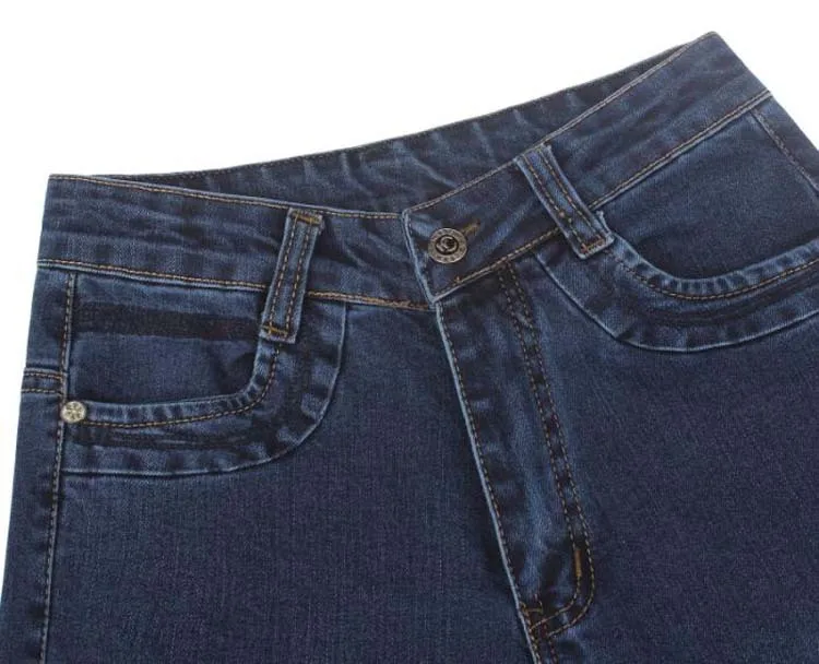 De la moda de Nueva Oscuridad / luz azul de talle alto, pantalones vaqueros flacos fácil flare jeans mujer más el tamaño 5XL de que los pantalones vaqueros de las Mujeres 2