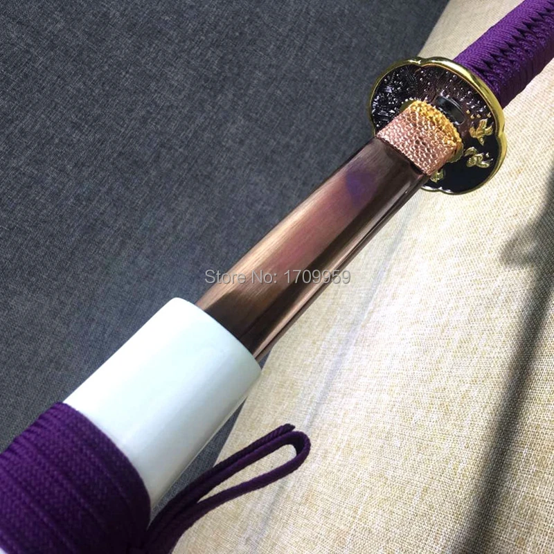 De La Mano De Forja Completo De La Espiga Acero De Alto Carbono De Color Púrpura Cuchilla Afilada Para La Batalla Samurai Japonés Espada Katana Casa Bonita De Decorar O Regalar 2