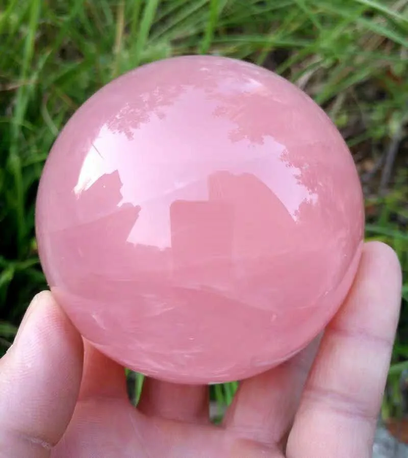 55-60 MM Hermosa boutique natural de rosa de color rosa de cristal de la bola de cristal natural de sanación reiki 2