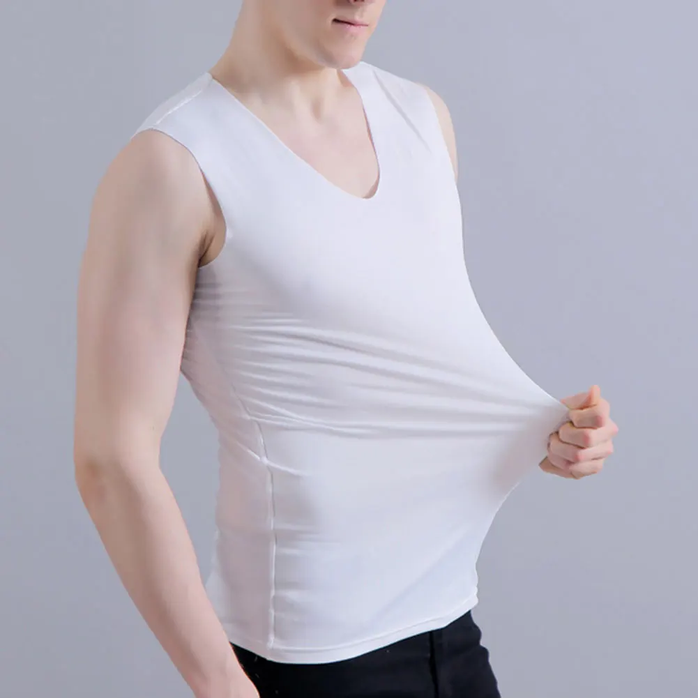Hombres Slim Tanktop sin Mangas V-Cuello Alto-Elástico Casual de Fondo Chaleco de Camisetas de Hombro Ancha Tanktops FS99 2