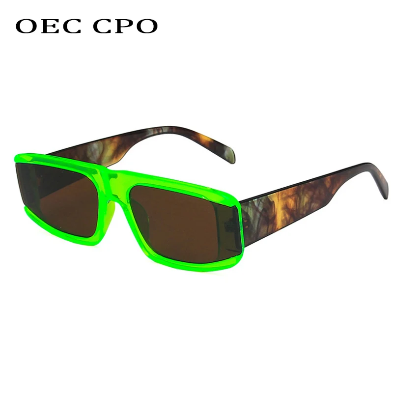 OEC CPO de la Moda Punk Rectángulo de Gafas de sol de las Mujeres de la Vendimia de la Plaza de Gafas de sol de los Hombres Retro Rojo Verde Steampunk Gafas de Tonos UV400 2