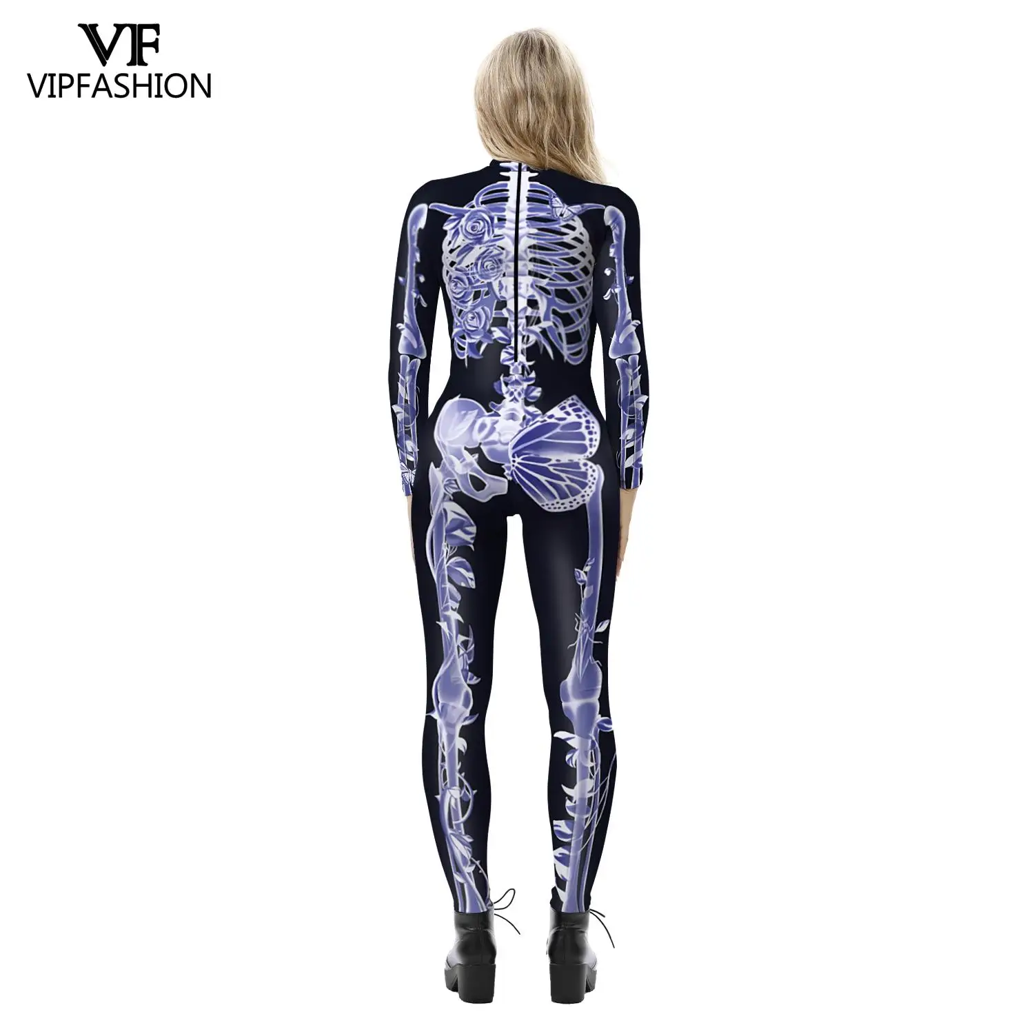 VIP de la MODA de Halloween Esqueleto Fantasma de Disfraces de la Fiesta de Carnaval Traje de Cosplay Impreso Mono Mono Para Adultos Zentai Traje 2
