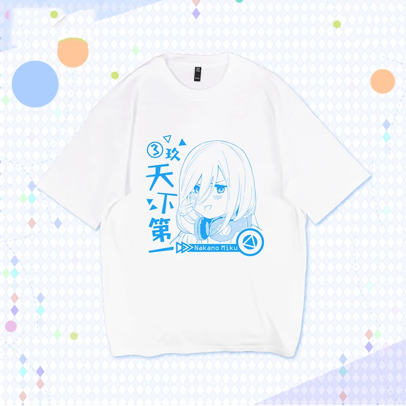 Anime La Quintaesencia de los Quintillizos Casual de manga Corta T-shirt de Verano Unisex Harajuku Nakano Miku Algodón Suelto Pullover Tops 2