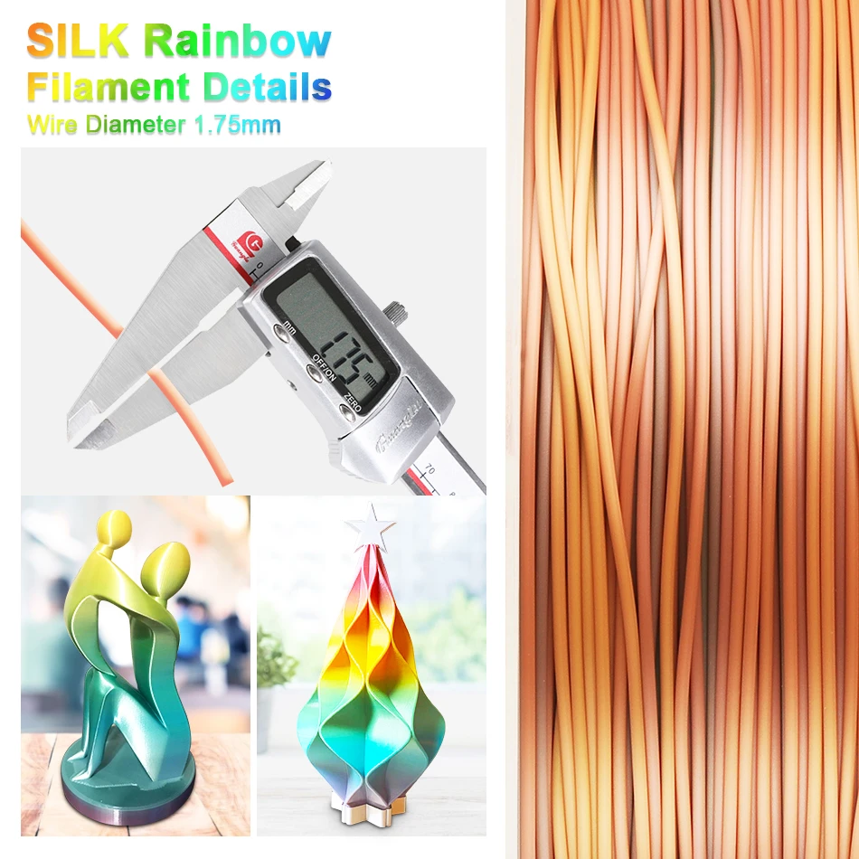 SUNLU de Seda arco iris de Filamento para Impresora 3D Wholasale precio de la Impresión en 3D con Materiales de envasado al Vacío 2