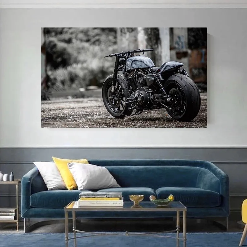 Fresco Personalizado Pesada Bicicleta Modificada de la Motocicleta Lienzo de Pintura de Coche Posters Cuadros Arte de la Pared para la Sala de estar Decoración para el Hogar 2