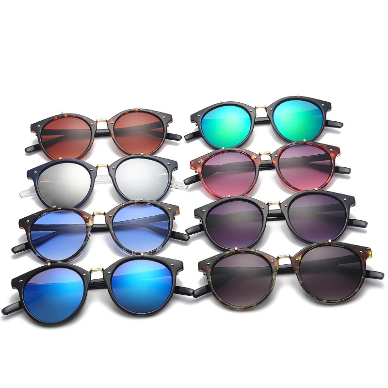 AORON de Lujo de la Ronda de Gafas de sol de las Mujeres de la Marca del Diseñador de Ojo de Gato Retro de las gafas sin Montura de las Gafas de sol de Espejo Gafas de Sol Femenina de 2018 zonnebril dames 2