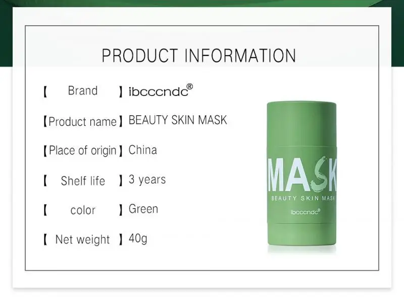 Ibcccndc Té Verde Máscara facial Hidratante Hidratante control de Aceite de Tejido de Ácido Hialurónico de la Máscara Facial de Blanqueamiento de la Piel Cuidado de la TSLM2 2