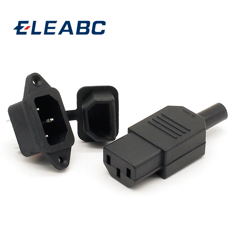Nuevo Precio al por mayor Negro IEC 320 C13 Enchufe Hembra+C14 Macho de Enchufe Rewirable Conector de Alimentación de 3 patillas Enchufe 10A /250V 2