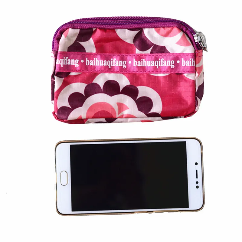 Lindo monedero kawaii brazalete bolsa pequeña bolsa de carteras de diseñador de nylon de embrague monedero con la correa de la impresión floral monederos 2