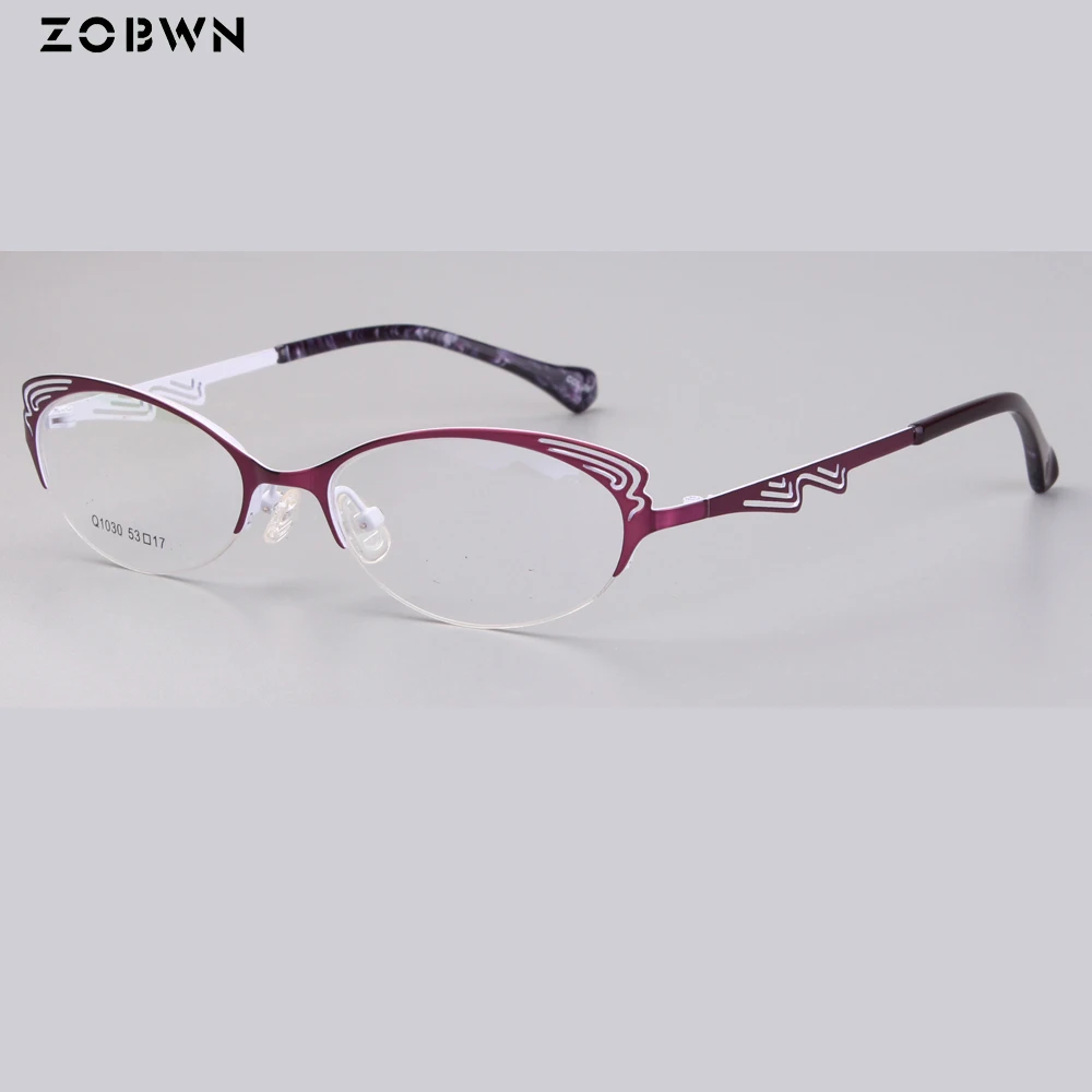 La moda de los Lentes Ópticos mujeres Miopía Gafas señora de Metal Gafas de oculos de grau feminino la forma de la mariposa gato gafa rojo negro 2