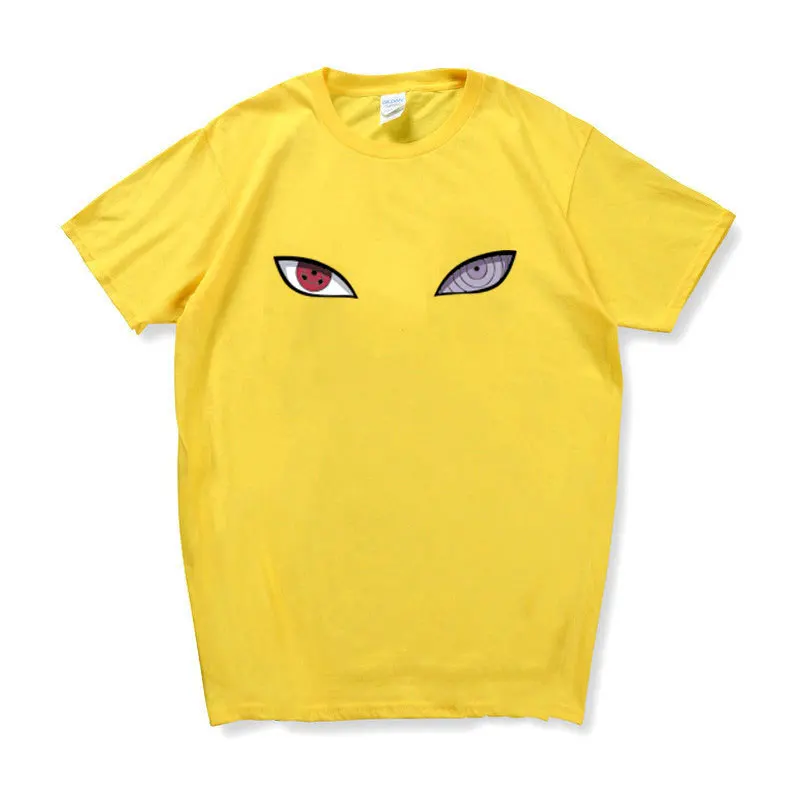 Naruto Ojos de Impresión Japón Estilo Anime Tops Camisetas de los Hombres Casual Sport T-shirts Ropa Masculina de Verano Camisetas de Jersey Par de Desgaste de la parte Superior 2