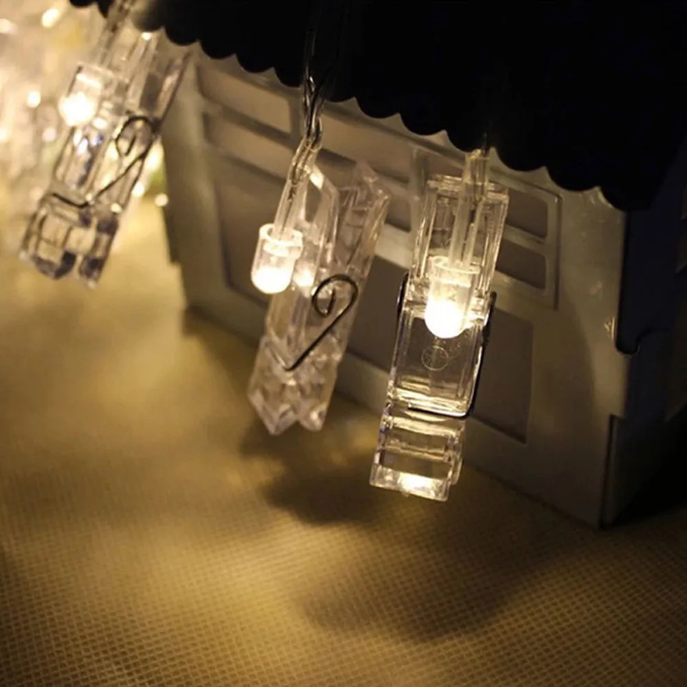 Guirnalda de Luces LED Decoracion Luces de Hadas de la Cadena de Guirnalda de 1,5 M de 10 Colgando de la Tarjeta de Imagen Clips de Fotos de las Clavijas de la Cadena de la Lámpara Interior 3 2