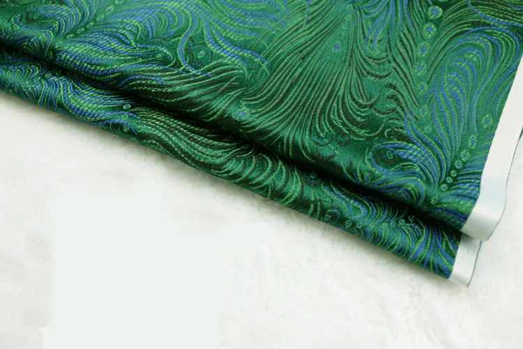 El verde pavo real Bordado de Tela de Damasco Jacquard de Prendas de vestir Traje de Tapizado de Mobiliario Cortina de BRICOLAJE Material de la Ropa POR metro 2