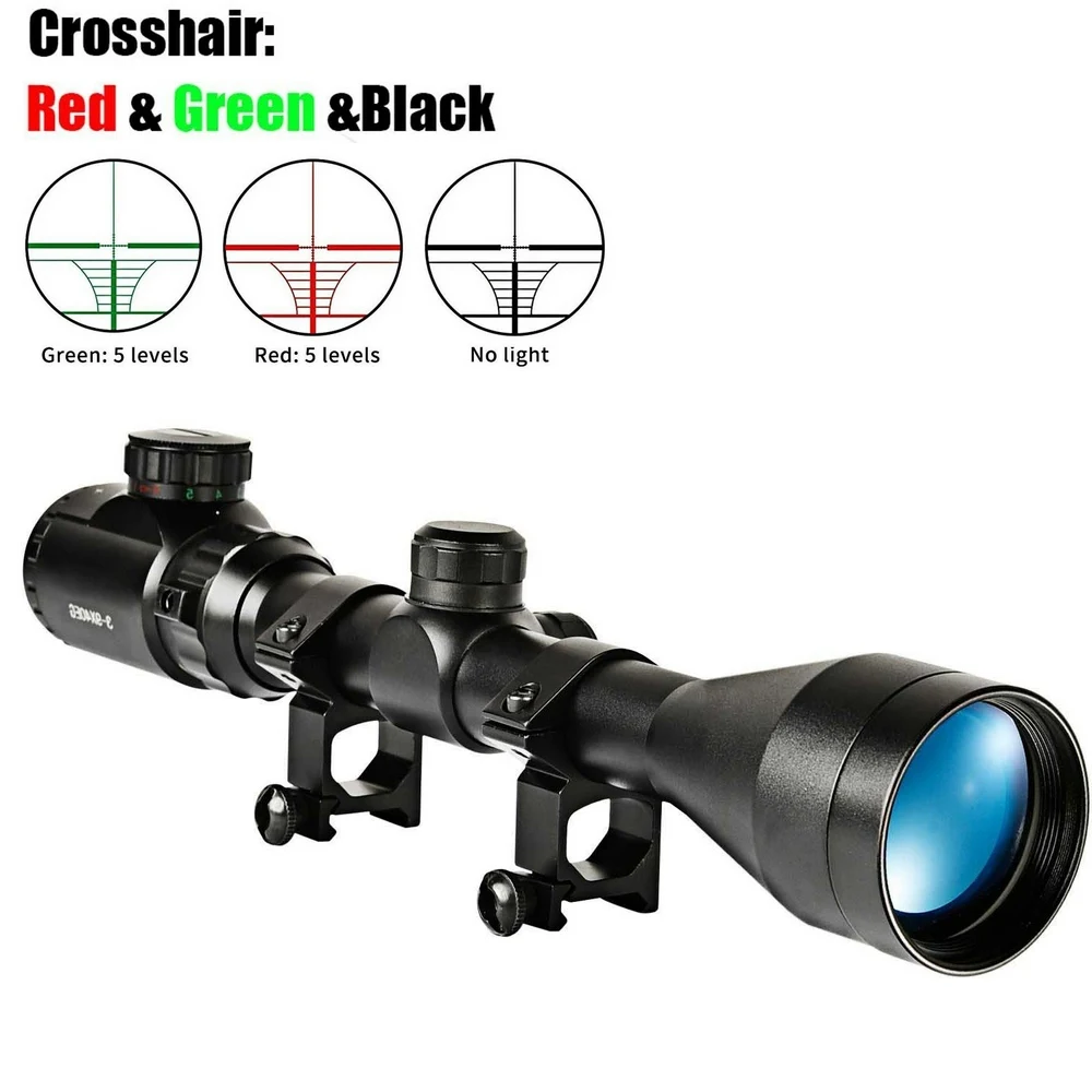 3-9x40EG Óptica de Caza Riflescope con Rojo/Verde Iluminado para Rifle de Aire Óptica de la Caza de Francotirador Ámbitos de Vista W/Par 2