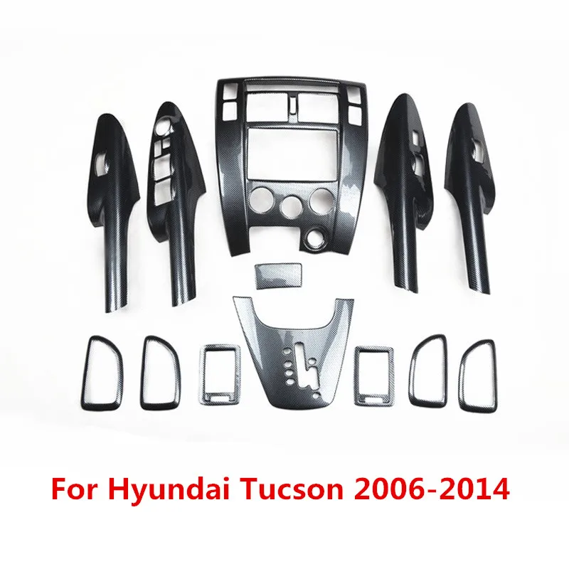 La Fibra de carbono Impreso de la ventanilla del Coche de equipos de Control, el Panel de la etiqueta Engomada de la Consola central Moldura de adorno para Hyundai Tucson 2006- 2012 2013 2
