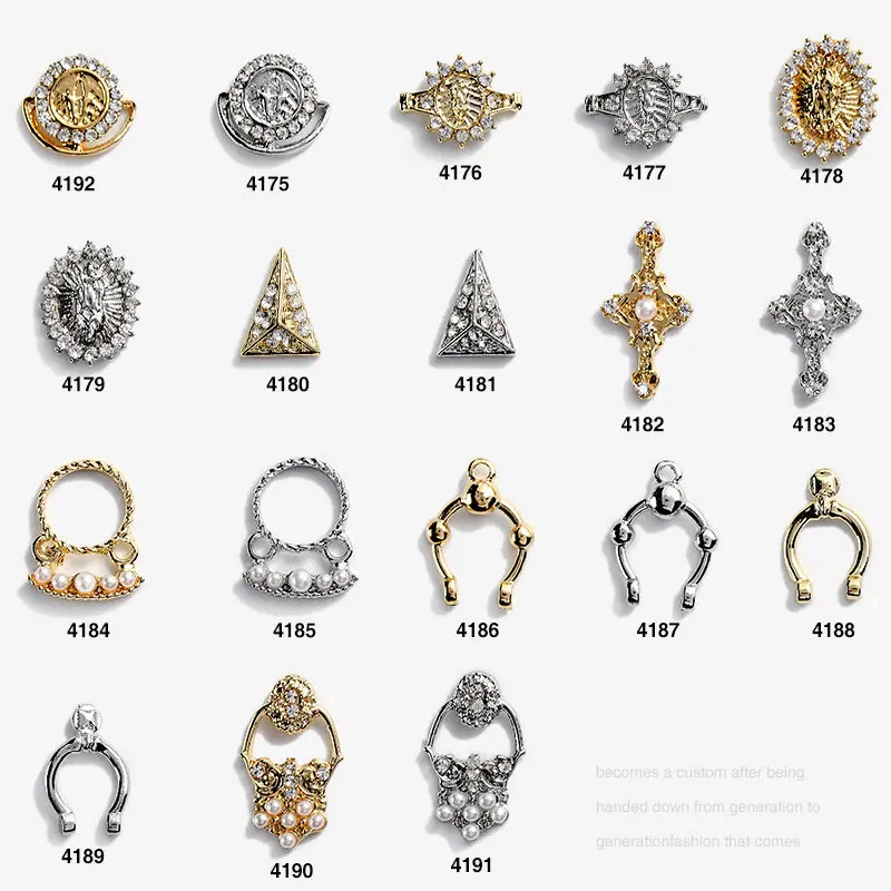 20pcs/lot 3D de la Aleación de Oro Plata Anillo Redondo Punk Remaches de Clavos de Perlas de Metal de Manicura de Uñas de Arte de Accesorios de BRICOLAJE, Decoración de Uñas Encantos 2