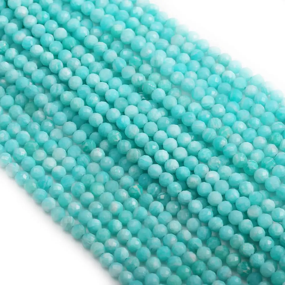 Natural de Cuentas de Piedra Pequeñas Perlas Facetadas de Amazonita de 4,5 mm de Sección Suelta Perlas para la Joyería del Collar DIY Pulsera (38cm) 2