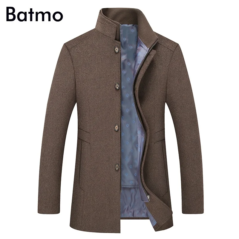 BATMO 2019 nueva llegada de invierno de alta calidad de lana thicked abrigo de los hombres,los hombres de gris de lana, chaquetas ,plus-tamaño M-6XL,1818 2