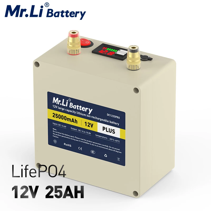El señor Li 12V 25Ah Lifepo4 Batería Recargable Con 6A Cargador Para Acampar al aire libre fuente de Alimentación del Buscador de los Pescados del Sistema Solar 2