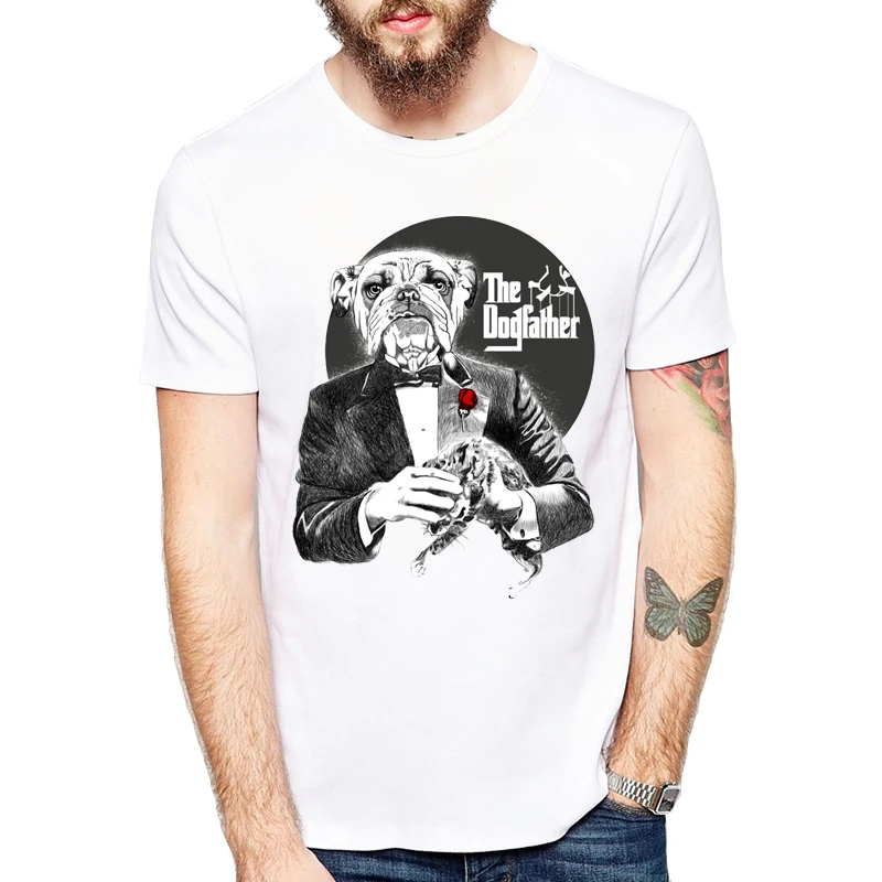 Más reciente 2019 Camiseta de los Hombres de Punk Encabeza El Perro de Padre de Bulldog de Impresión T-Shirt Croquis estilo de Manga Corta de la parte Superior de los Hombres Camisetas 2
