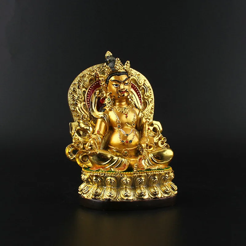 12cm Tsanbala/Jambhala de la Resina de la Estatuilla de Buda, Bodhisattva Delicado Budista Tranic Chapado en Oro del Tesoro de la Figura de la Estatua de Buddha 2