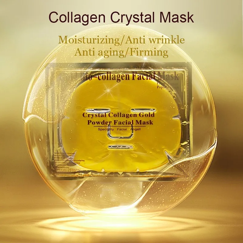 10Pcs 24K de oro de la máscara facial anti-edad Reafirmante hidratante orgánica de corea del oro 24k cara máscara facial cristalina del colágeno del cuidado de la piel 2