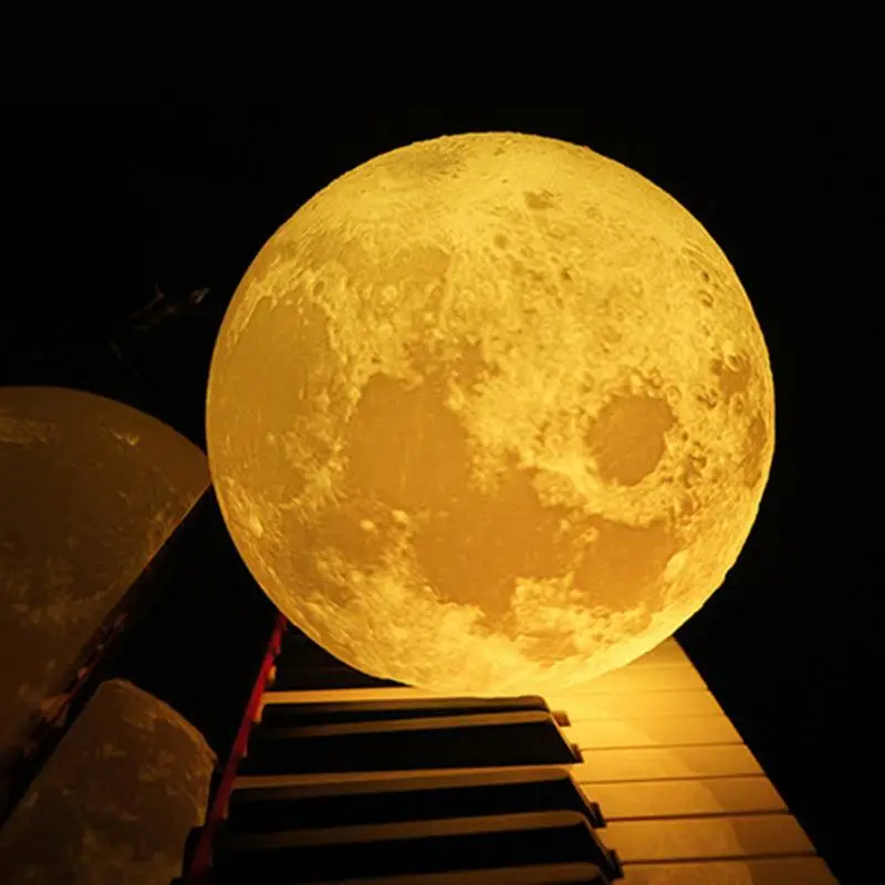 LED de Luz de Luna Luz de la Luna de la Impresión 3D RGB Lámpara de Escritorio de la Tierra Perfecto Regalo de la Decoración del Hogar de la Luna de la Lámpara Creativa 12/15/18 cm de la Batería 2