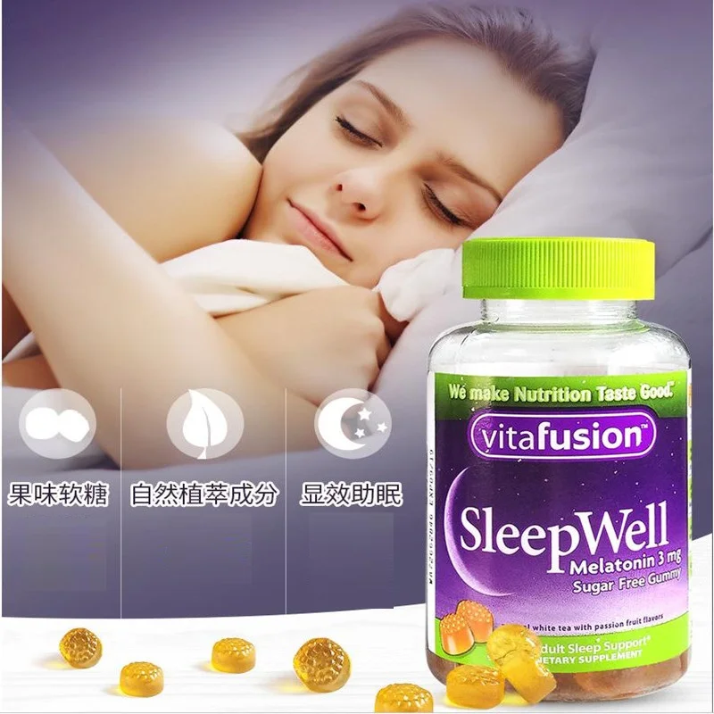 American Vitafusion Sleepwell Dulces Melatonina 3mg sin Azúcar 60Capsule Calmar los Nervios Adulto Sueño Profundo Apoyo Pastillas de Gomitas 2