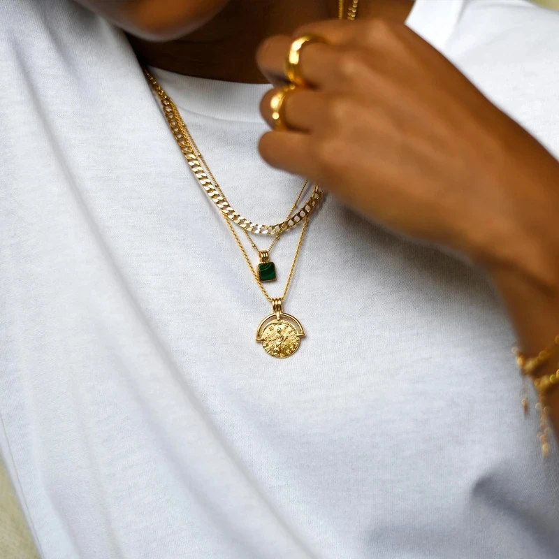 Verde Natural piedra cuadrada shell collar para las mujeres savi de oro de color de latón, delicada, elegante collar de la moda de 2020 2