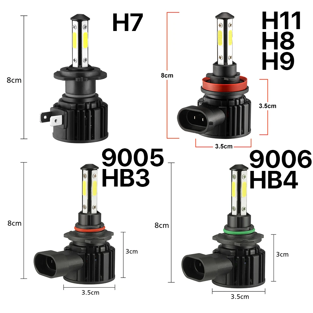 ASLENT 2X LED H11 h8 h9 H7 LED 9005 HB3 9006 HB4 diodo Faro de Coche Kit de Bombillas de la Lámpara Automática 12V 24v 6000K 8000K de 360 grados 2