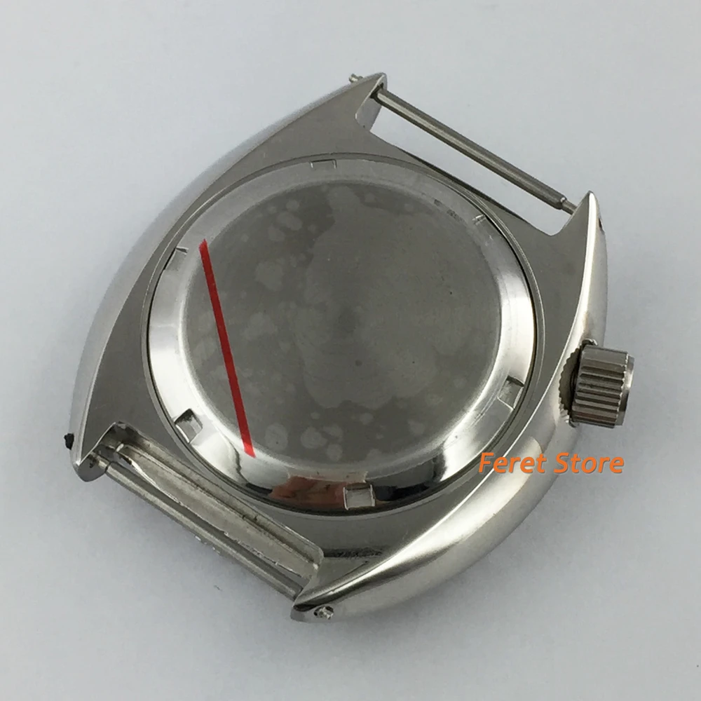 Bliger 45mm de plata estéril caso de cristal de zafiro Black Metal Rojo Bisel ajuste NH35 NH36 movimiento 22mm correa de reloj 2