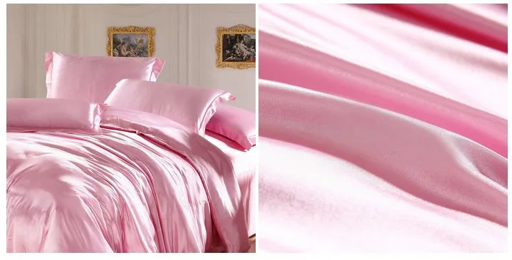 7pcs Rosa de Seda de Satén de conjuntos de ropa de cama California king queen size edredón edredón cubierta de hojas de la hoja de cama colcha dormitorio ropa Personalizada 2