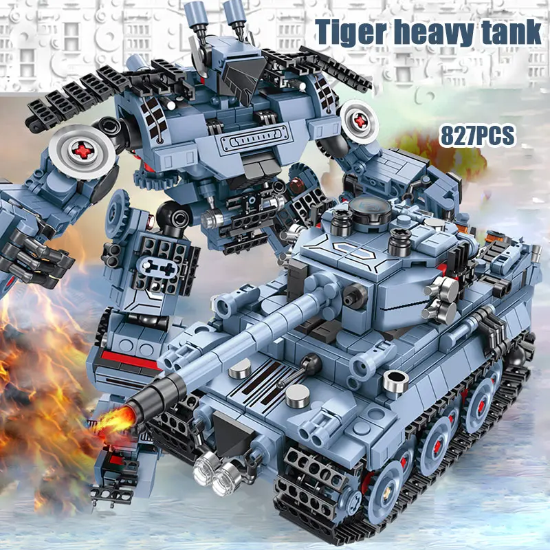 810Pcs M1A2 Abrams Principal Tanque de Batalla de Bloques de Construcción de Tigre Tanque Pesado de la 2 ª guerra mundial Deformación Robot Ladrillos de Juguetes para los Niños de los Niños 2