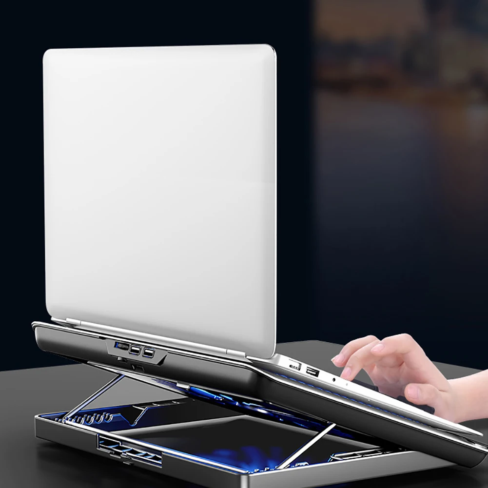 Portátil Refrigerador Stand de Juegos de Soporte de Enfriamiento Dual USB Soporte de Altura Ajustable para pc Portátil Con Ventilador Para Macbook Pro 2