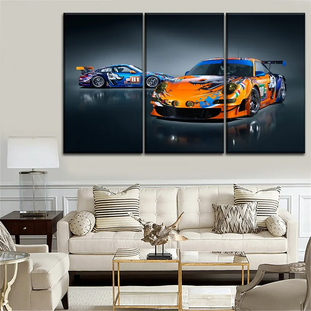 Motorsport Pintura Sobre Lienzo de Impresión Tipo de Arte Moderno de la Pared Decoración del Marco 1 Pieza 911 GT3 Graffiti de Carreras de Cartel Para la Sala de estar 2