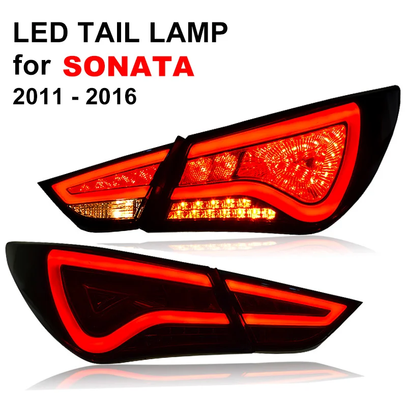 LED luz trasera para Hyundai Sonata 2011 2012 2013 2016 Rojo Ahumado Negro LED de Luz de la Cola de la Señal de Giro y Luz de Freno 2
