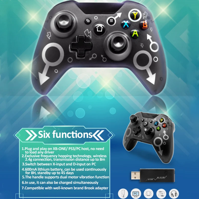 Caliente Para Xbox Un Controlador de 2.4 GHZ Wireless Gamepad Bluetooth Remoto Joystick de PC Para Xbox One/One S/One X/P3 Game Pad 2