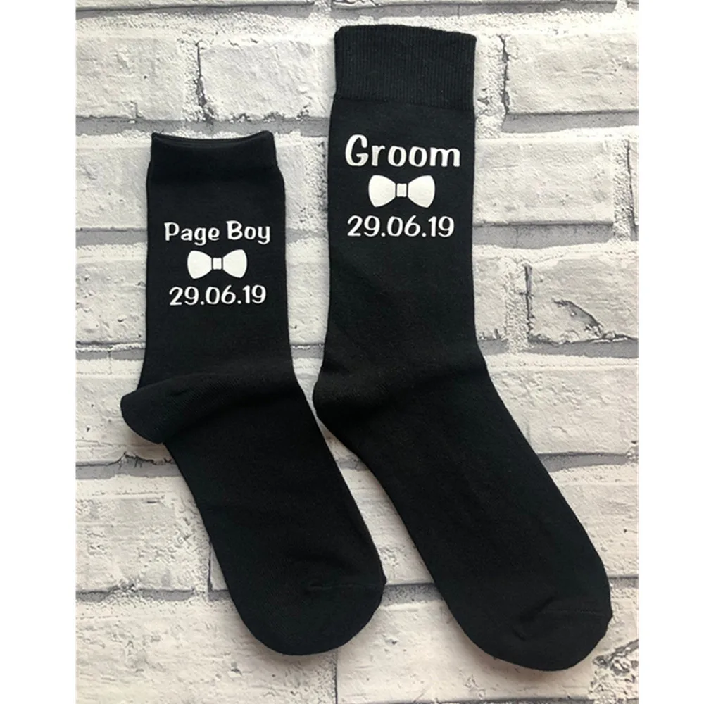 Personalizar los Calcetines con el nombre, la fecha,el único regalo para el novio brithday regalos Personalizados divertido de los Padrinos de boda Calcetines Novios Partido calcetines 2