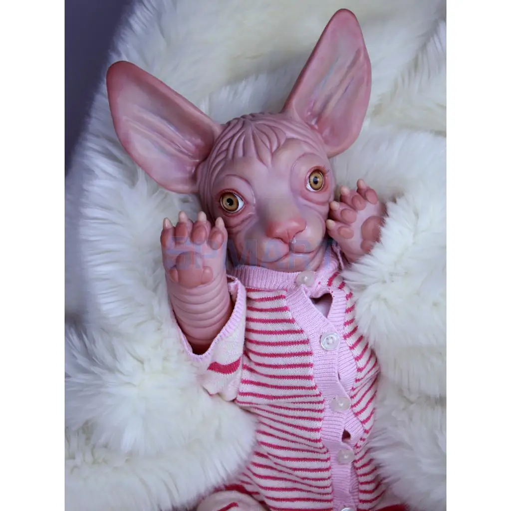 Real Tacto de la Silicona de 18 pulgadas Renacer Kits de Gato Sphynx de la Extremidad Molde Realista Cat Modelo de Muñeca Sin pintar, Trabajo hecho a mano de BRICOLAJE 2