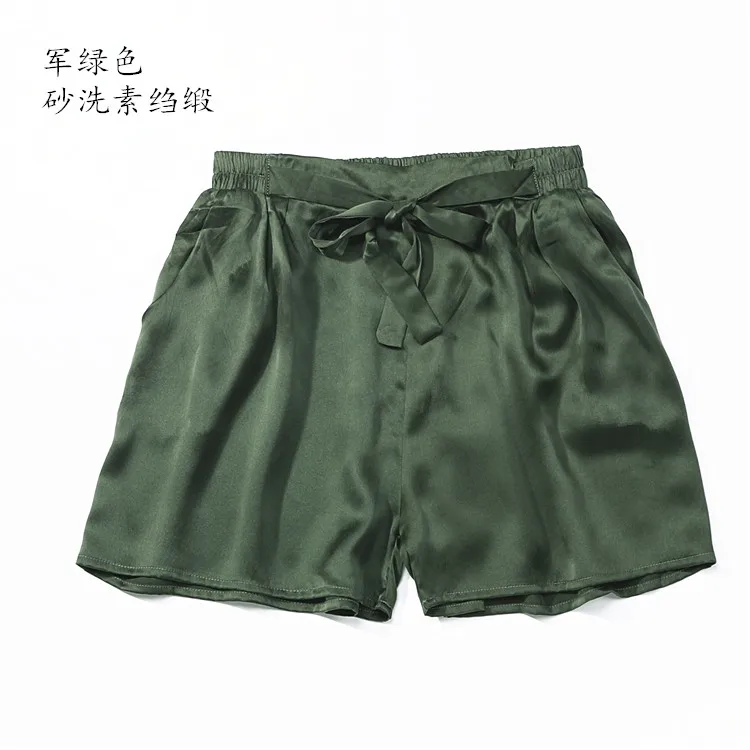 Pura Seda de la Mujer pantalones Cortos de colores sólidos con bolsillos con correa en 15 colores de un tamaño JN429 2