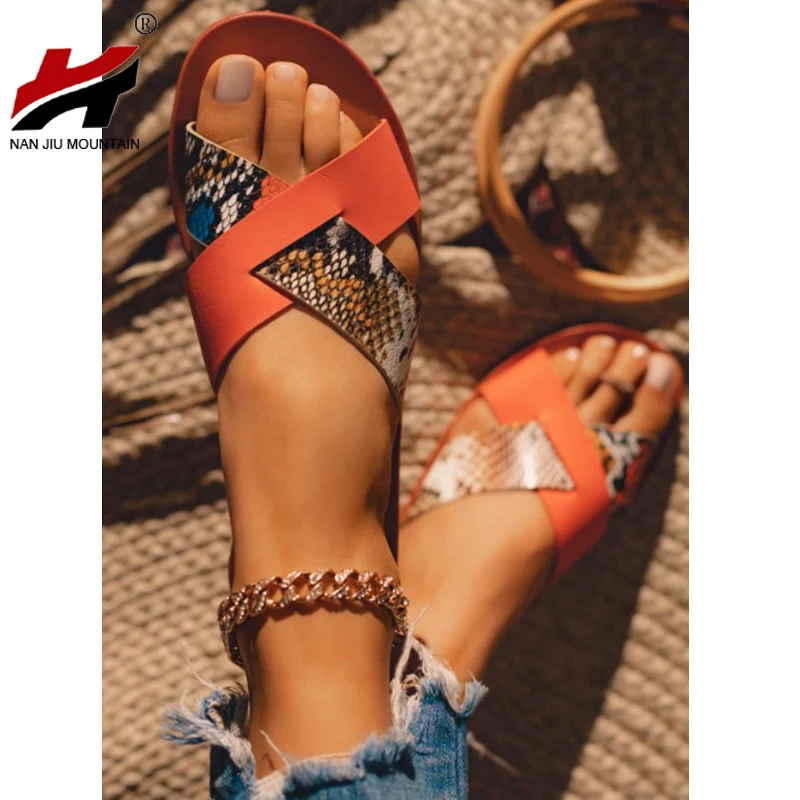 NAN DCI MONTAÑA 2021 de las Mujeres Sandalias Planas del Verano Dedo del pie Abierto Zapatillas Moda Zapatos al aire libre de la Playa de Zapatillas Más el Tamaño de 41 2