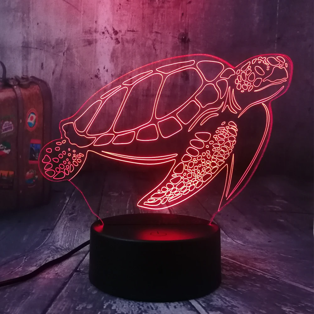 Océano de la Natación de los Animales Tortuga Chelonia mydas Tortugas Marinas 3D Luz de Noche LED Lámpara de Escritorio del Partido de la Decoración del Hogar, Chico de Juguete de Navidad de la Lámpara 2