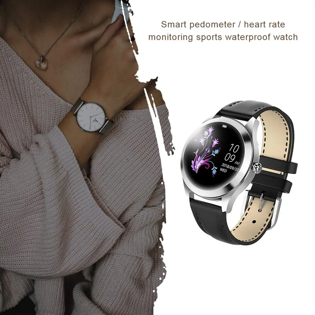 IP68 Impermeable Reloj Inteligente Mujer Hermosa Pulsera con Monitor de Ritmo Cardíaco Sueño de Monitoreo Smartwatch Conectar IOS Android KW10 banda 2